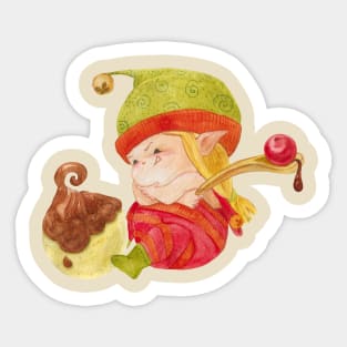 Elfs Factory. Little elf pastry chef Sticker